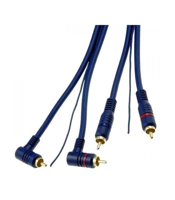Cablu RCA x2 tata - RCA x2 la 90 grade tata 5m dublu-ecranat cu fir remote albastru RCA-HQ2.500.2 4CarMedia