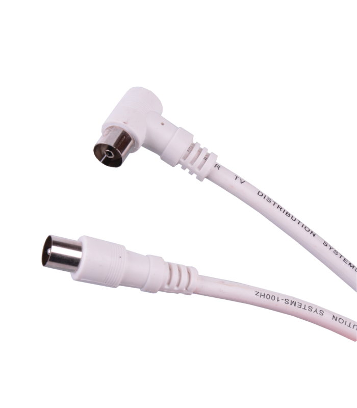 Cablu RF video alb mufa dreapta si la 90 grade 10m