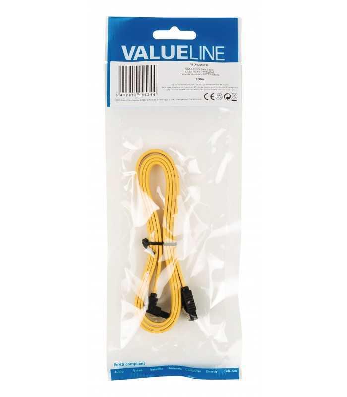 cablu sata 6gb s sata 7pin mama cu blocare sata 7 pin mama 90grade cu blocare 1m galben valueline 2