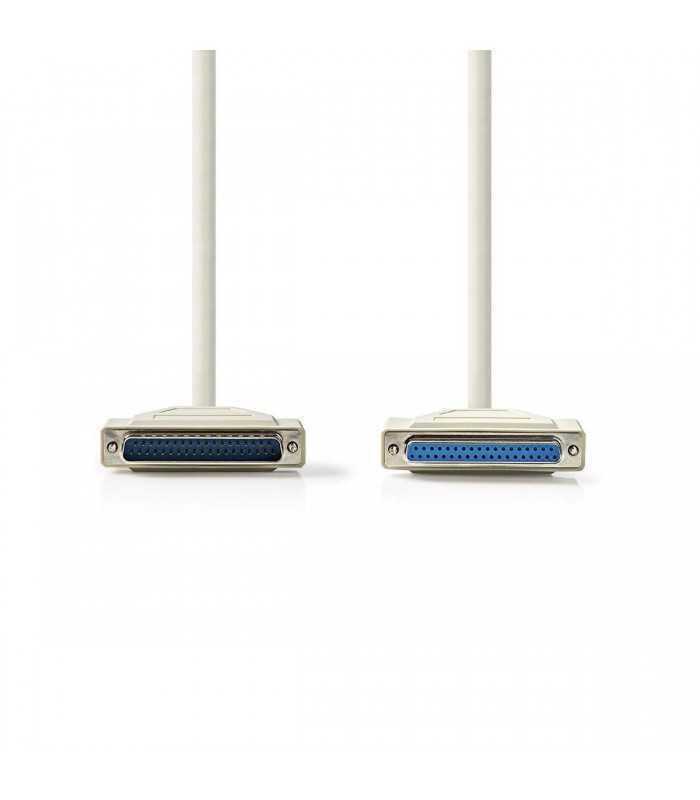 cablu serial d sub 25 pini tata d sub 25 pini mama 5m crem nedis 1