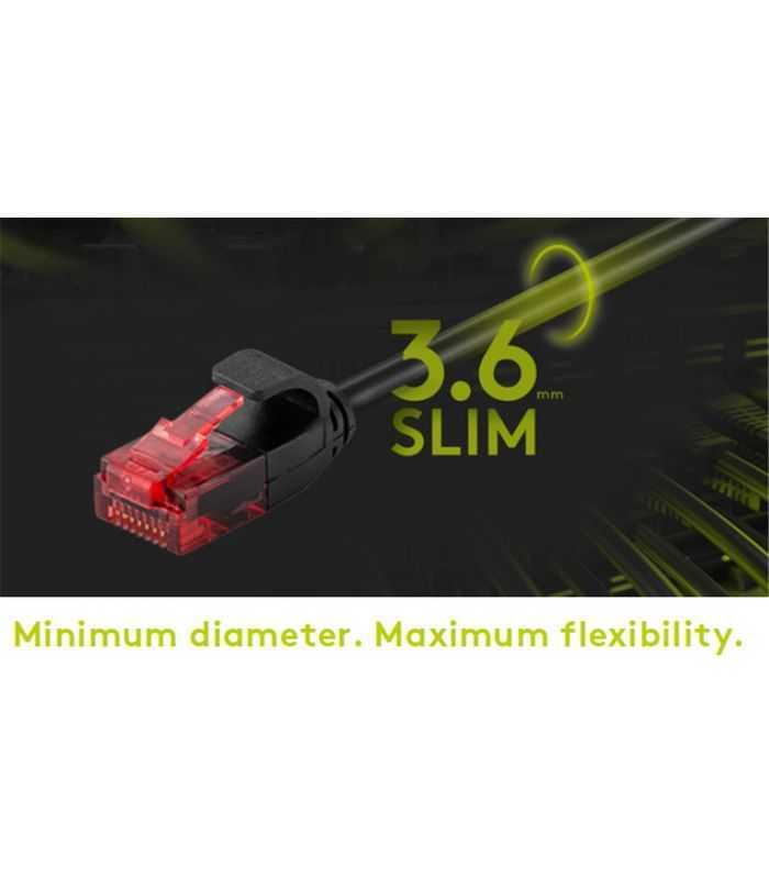 cablu slim 36mm patchcord cat6 utp 05m negru 250mhz rj45 cupru goobay 1