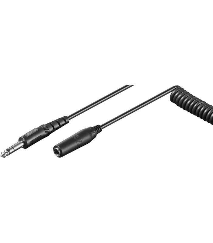 Cablu spiralat ultra-flexibil prelungitor audio stereo Jack 6.35 mm tata-mama 5m negru Goobay 50016