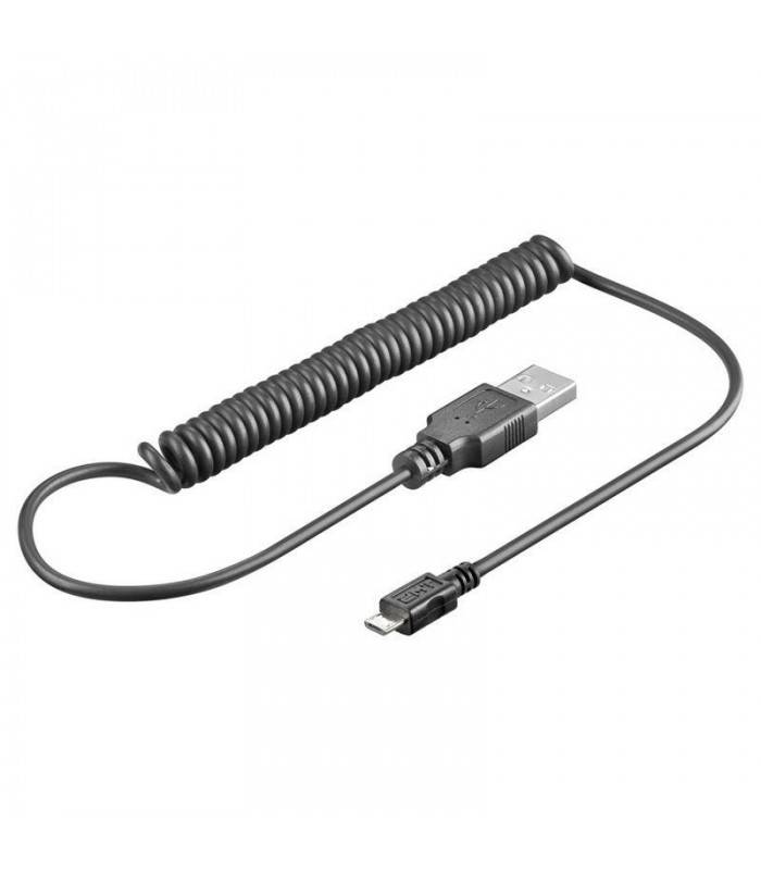 cablu spiralat usb la micro usb 1m goobay 1
