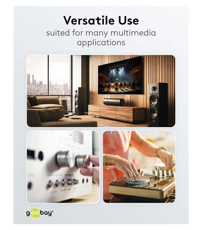 Cablu Stereo 2x Rca Tata Tata 05m Premium Extrem De Flexibil Textil Negru Goobay Plus 65291