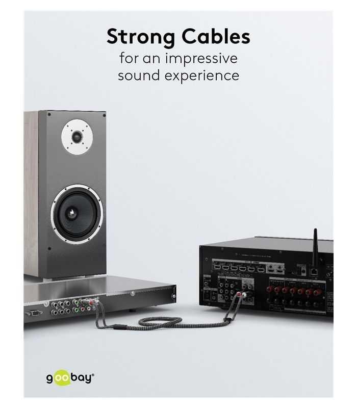 Cablu Stereo 2x Rca Tata Tata 05m Premium Extrem De Flexibil Textil Negru Goobay Plus 65291