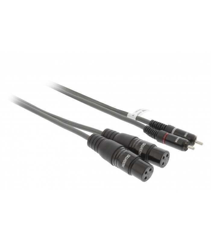 cablu stereo 2x xlr 3 pini mama 2x rca tata 3m negru sweex 1