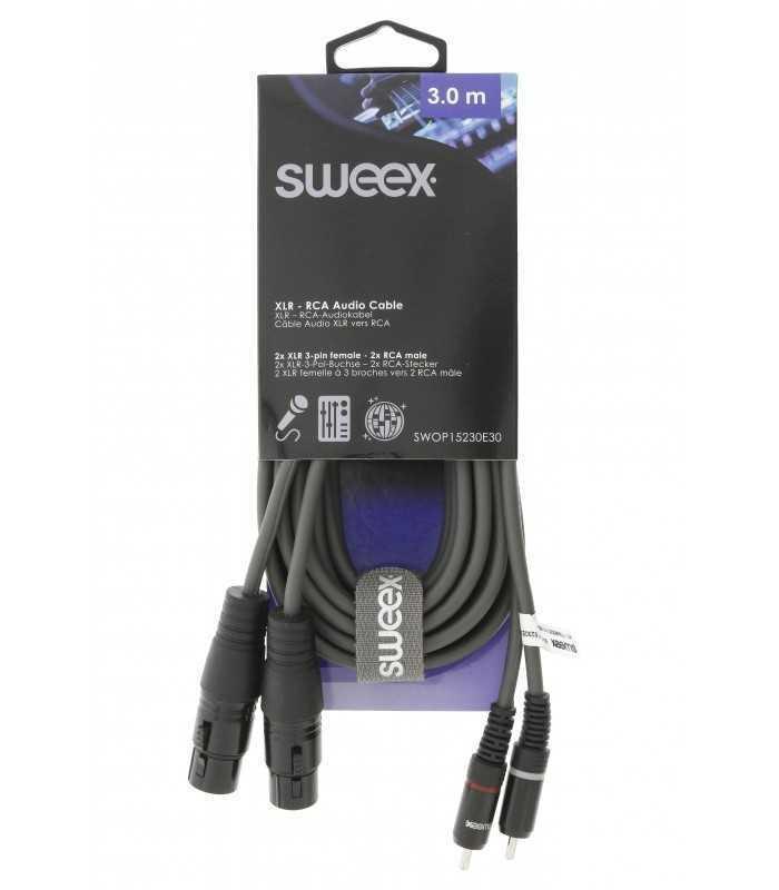 cablu stereo 2x xlr 3 pini mama 2x rca tata 3m negru sweex 2