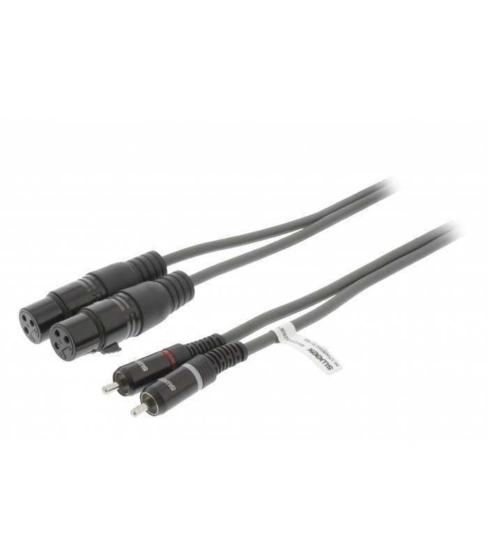 Cablu Stereo 2x XLR 3-Pini mama - 2x RCA tata 3m negru Sweex