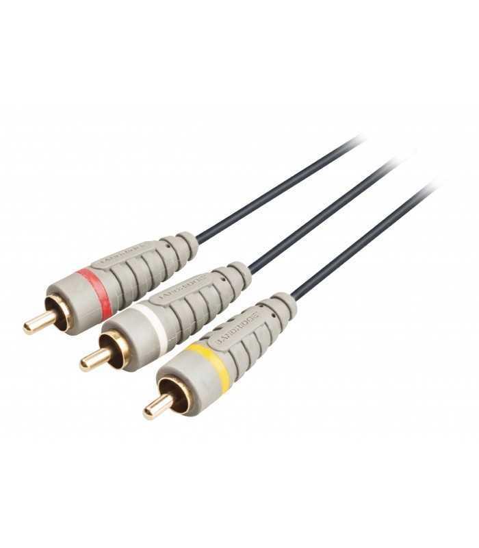 cablu stereo audio video 1m 3x rca 3x rca tata tata rosu alb galben bandridge 1
