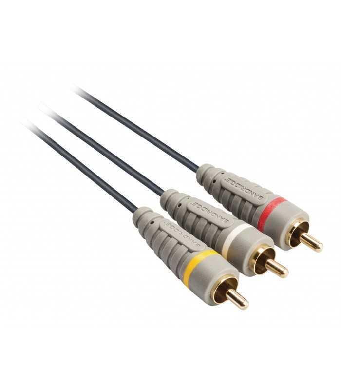 cablu stereo audio video 1m 3x rca 3x rca tata tata rosu alb galben bandridge 2