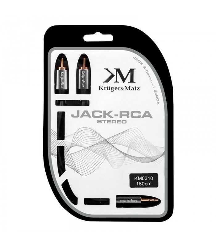 cablu stereo jack 35 mm la 2x rca 18m profesional krugermatz 1