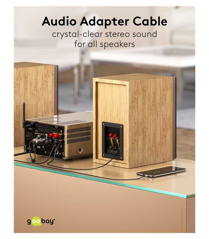 Cablu Stereo Premium Extrem De Flexibil Textil 5m Jack 35 Mm Tata 2x Rca Tata Negru Goobay Plus 65290