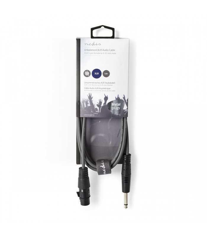 Cablu stereo XLR 3 pini mama - JACK 6.5 mm tata 1.5m gri NEDIS
