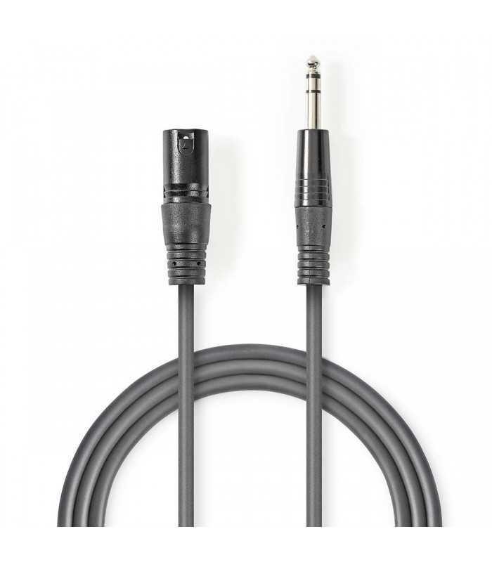 Cablu stereo XLR 3 pini tata - JACK 6.5 mm tata 5m gri Nedis
