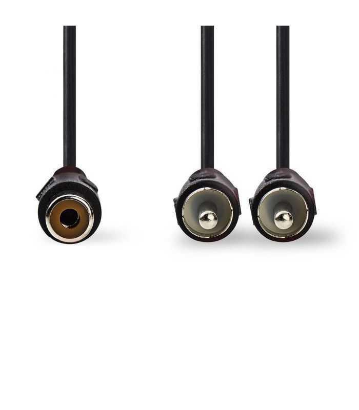 cablu subwoofer nedis 2x rca tata rca mama 02m negru 1