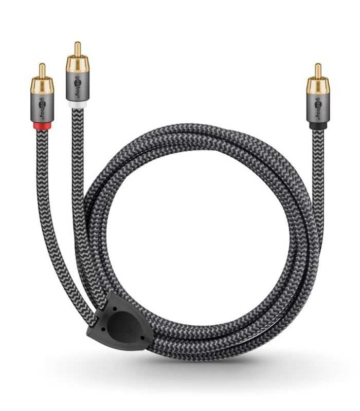 Cablu Subwoofer Premium Flexibil Rca Y 2m Rca Tata 2x Rca Tata Negru Goobay Plus 65300