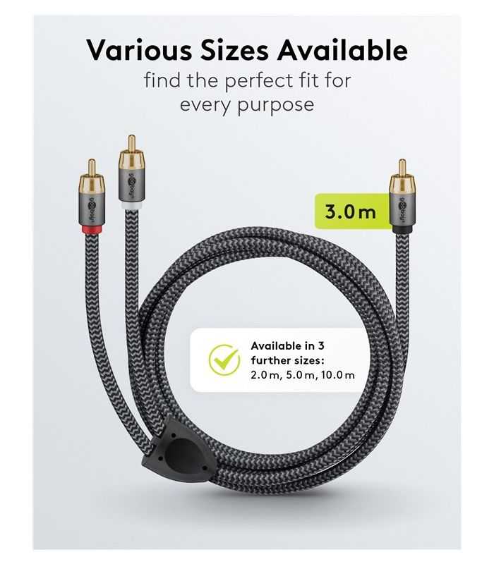 Cablu Subwoofer Premium Flexibil Rca Y 3m Rca Tata 2x Rca Tata Negru Goobay Plus 65301