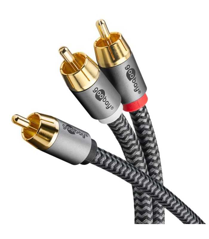 Cablu subwoofer premium flexibil RCA Y 3m RCA tata - 2x RCA tata negru Goobay Plus 65301