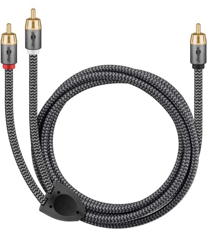 Cablu Subwoofer Premium Flexibil Rca Y 5m Rca Tata 2x Rca Tata Negru Goobay Plus 65302