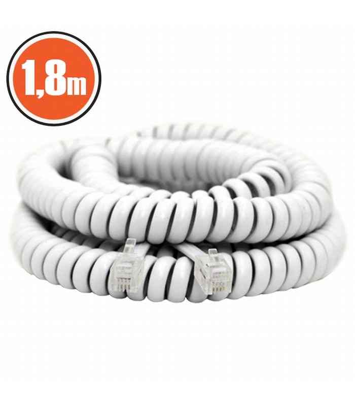 Cablu telefon-receptor spiralat RJ10 4P/4C 1.8m alb