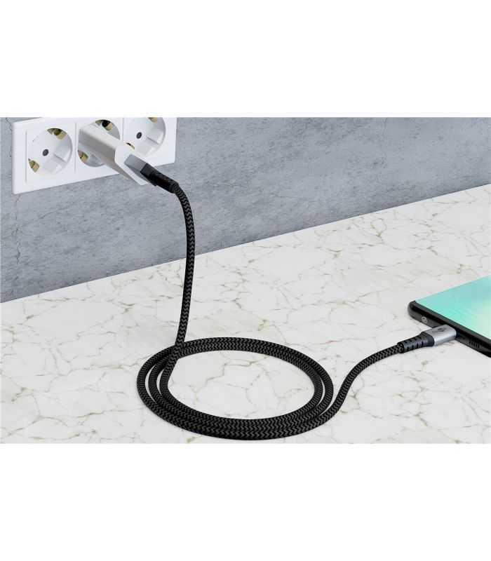 cablu textil usb type c tata tata 05m 3a mufe metalice argintiu goobay 2