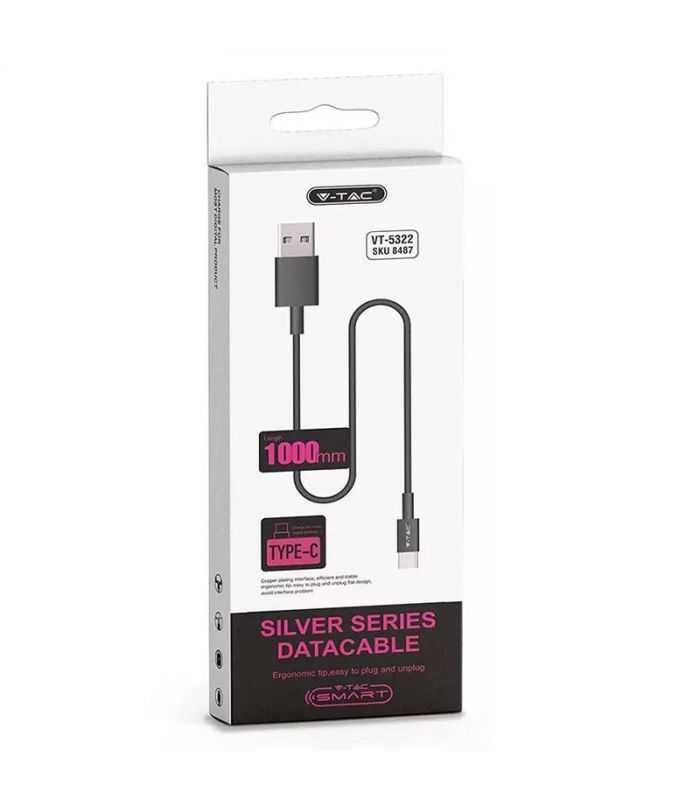 cablu type c 1m silver editon negru v tac 2