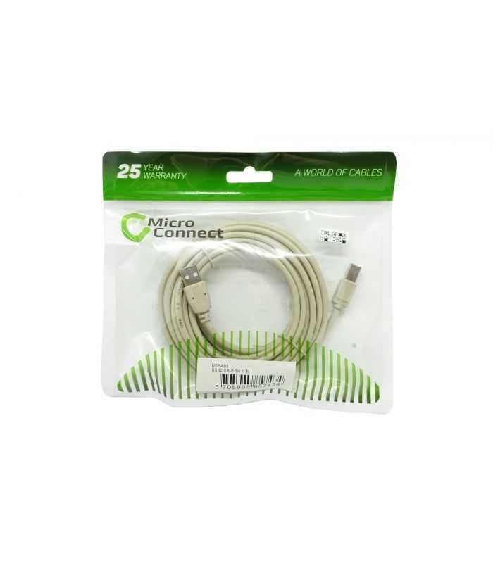 cablu usb 20 a la usb b pentru impimanta 5m crem micro connect gembird 1