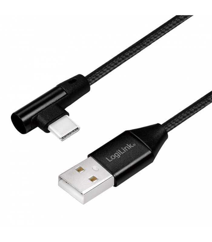 Cablu USB 2.0 A mufa tata - USB Type C mufa tata in unghi 0.3m LOGILINK CU0137