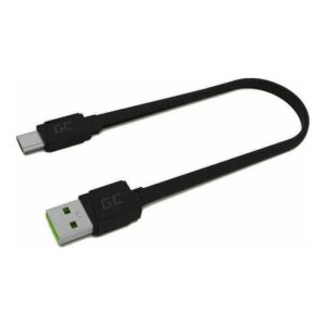 Cablu USB 2.0 A mufa - USB type C mufa 0.25m plat negru Green Cell KABGC03