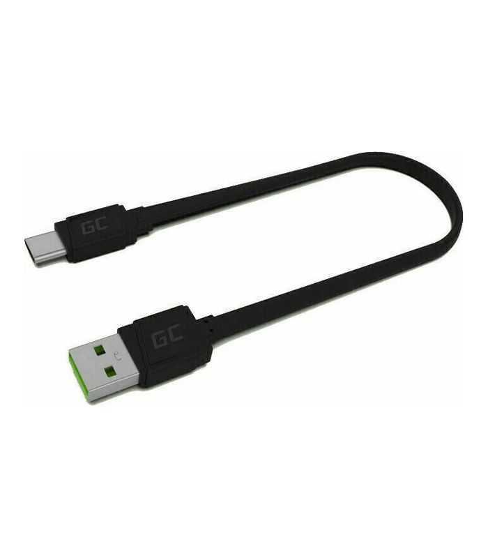 Cablu USB 2.0 A mufa - USB type C mufa 0.25m plat negru Green Cell KABGC03
