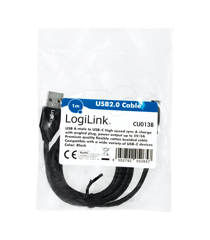 cablu usb 20 a mufa usb type c mufa in unghi 1m negru logilink cu0138 3