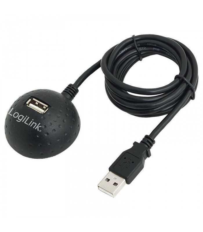 Cablu USB 2.0 A soclu mama - USB A mufa tata nichelat1.5m negru LOGILINK