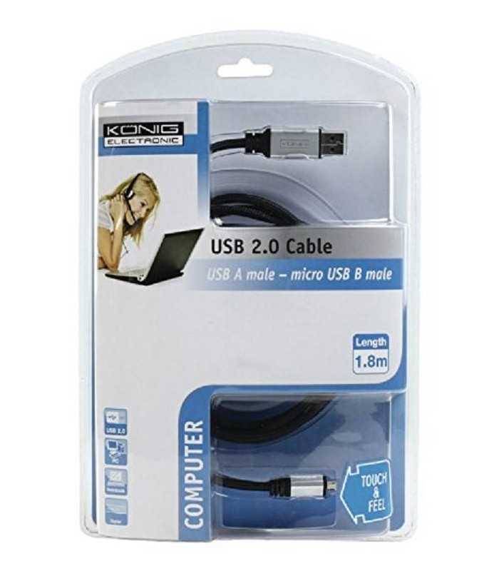 Cablu USB 2.0 A tata - Micro USB B tata 1.8m Konig