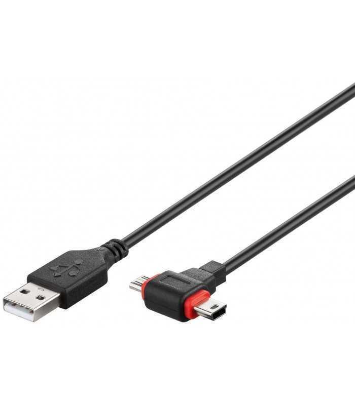 Cablu USB 2.0 A tata - micro USB/mini USB mini B tata 1m Goobay