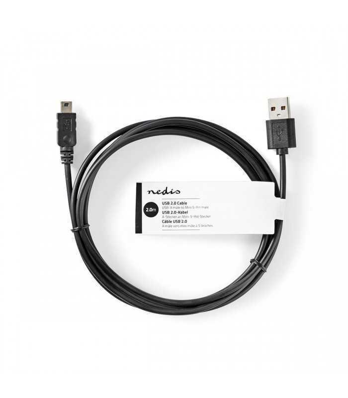 cablu usb 20 a tata mini 5 pini mini usb tata 2m negru nedis 2