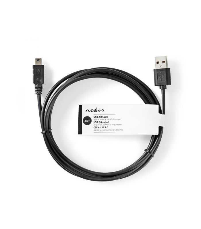 cablu usb 20 a tata mini usb 5 pin tata 3m negru nedis 3
