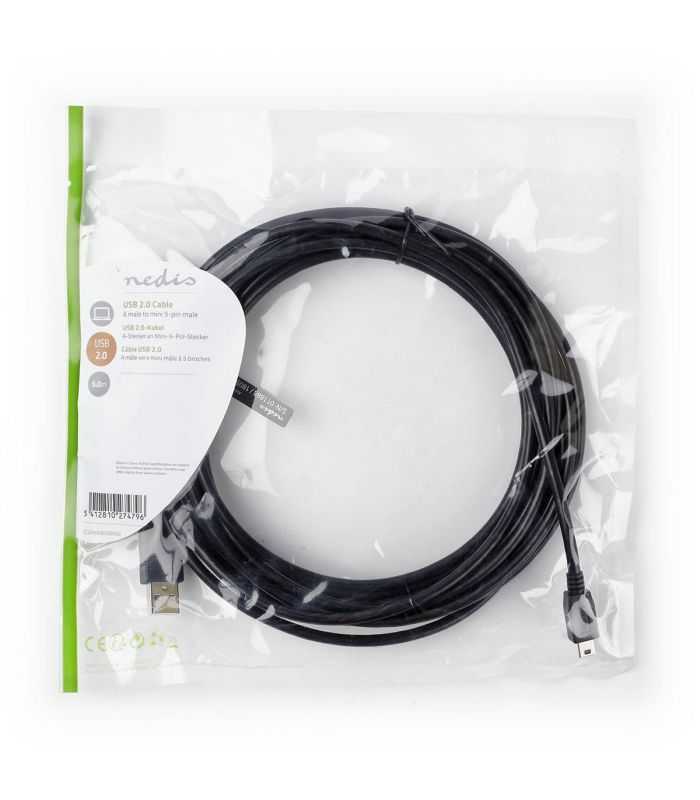 cablu usb 20 a tata mini usb 5 pini tata 5m negru nedis 2