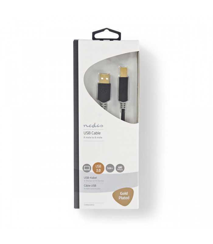 cablu usb 20 a tata usb b tata imprimanta 3m antracit nedis 2