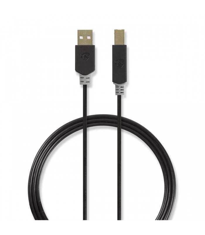 Cablu USB 2.0 A tata - USB-B tata imprimanta 3m antracit Nedis