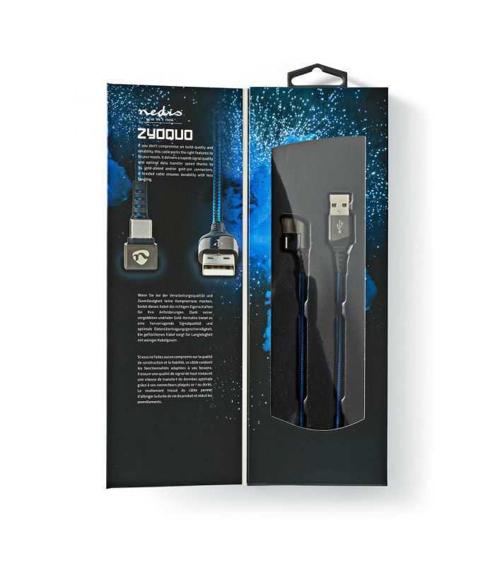 cablu usb 20 a tata usb type c tata conector gaming 180 1m nedis 1