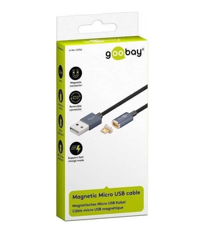 cablu usb 20 cu mufa magnetica micro usb 12m negru goobay 2