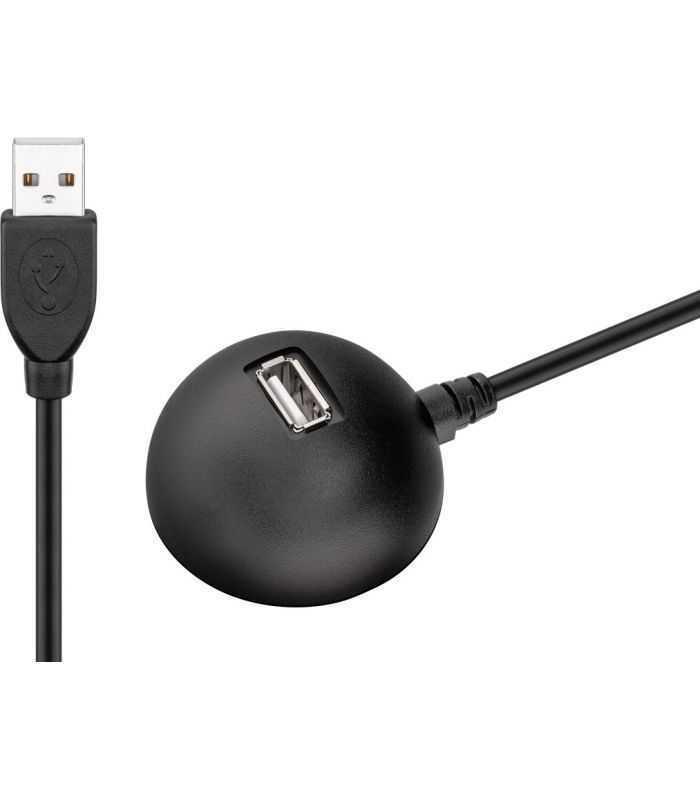 Cablu USB 2.0 de extensie de mare viteza cu suport 1.5m negru Goobay