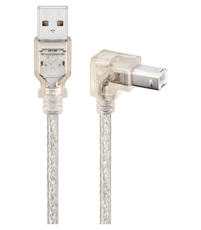 Cablu USB 2.0 HI-SPEED 0.48Gbit/s tata tip A la USB 2.0 tata tip B 90 grade imprimanta 0.5m transparent 93575 Goobay