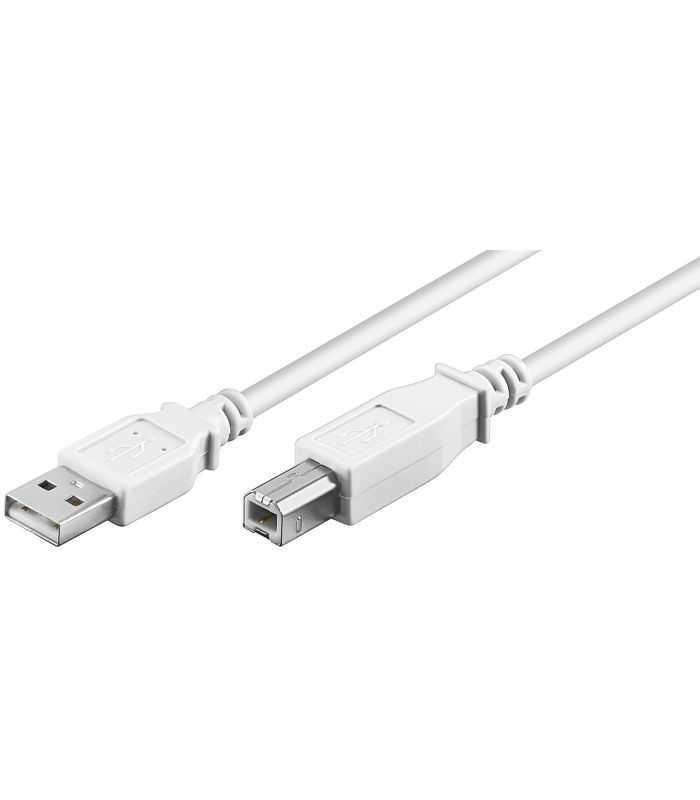 Cablu USB 2.0 Hi-Speed USB tip A tata - USB tip B tata 1m alb cupru Dublu ecranat Goobay 96186