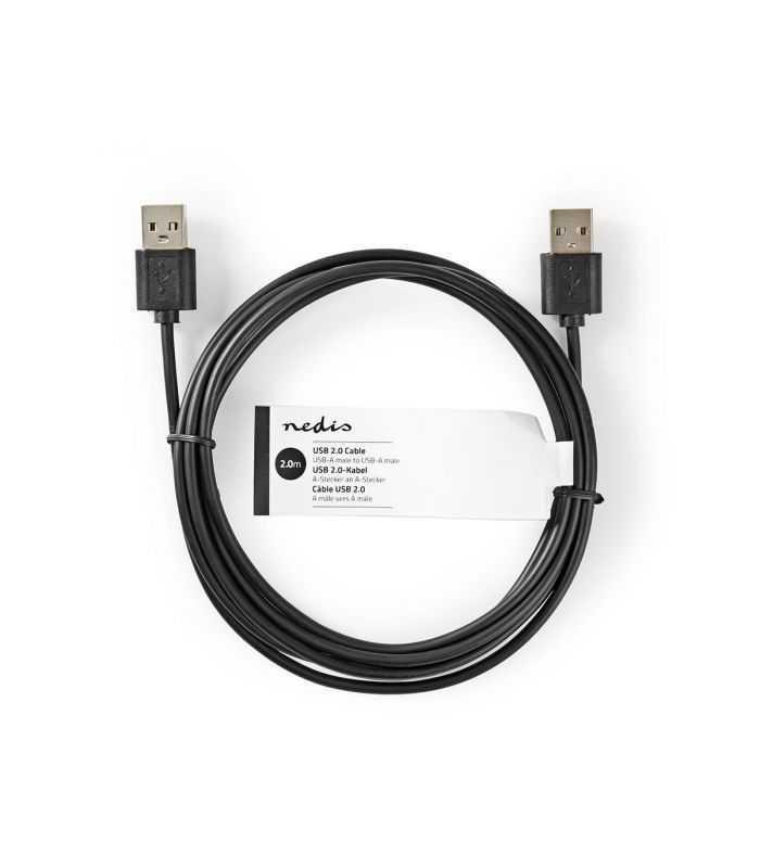 cablu usb 20 nedis usb a tata usb a tata 2m negru 2