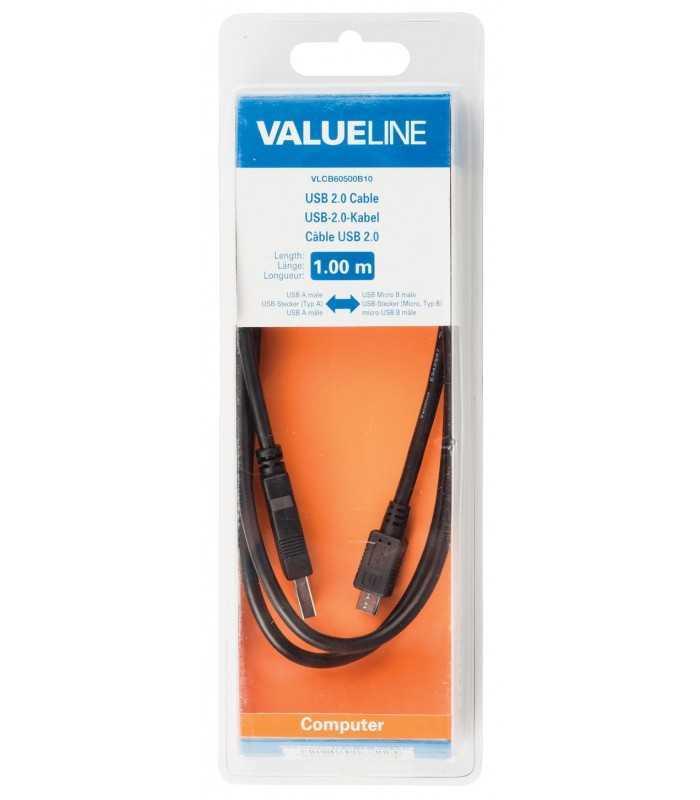 cablu usb 20 tata micro usb tata 1m negru valueline 2