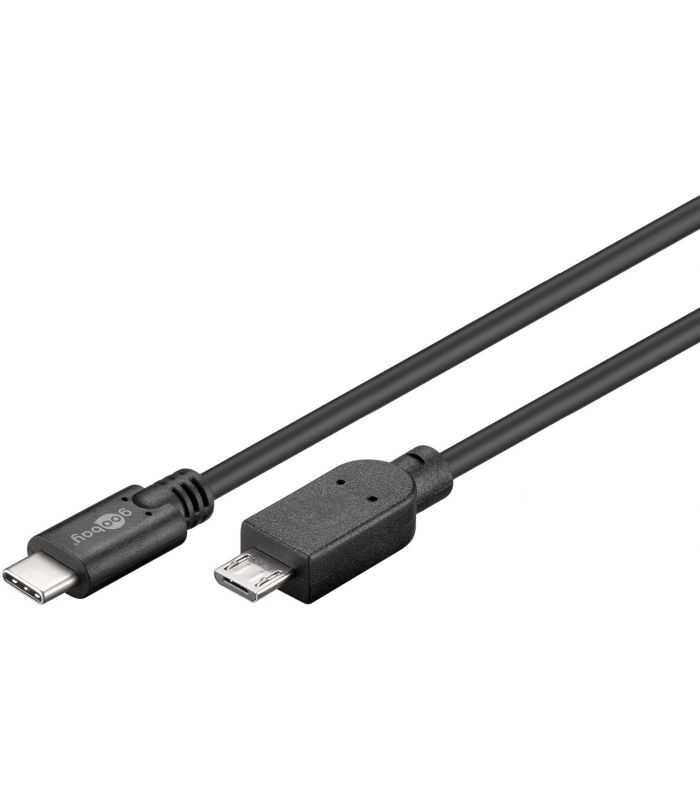 Cablu USB 2.0 type C la Micro USB 2.0 0.6m cupru 0.48Gbit/s negru 67992 Goobay