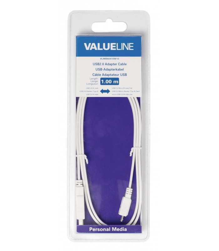 cablu usb 20 usb a tata micro usb b tata plat 1m alb valueline 3