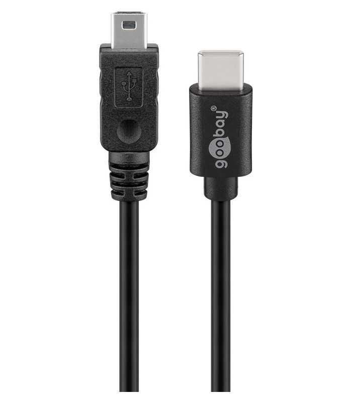 Cablu USB 2.0 USB type C tata la Mini USB tata 0.5m Cupru 0.48Gbit/s negru 67989 Goobay