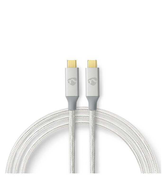 Cablu Usb 32 Gen2x2 Type C Tata Tata 20gbps 1m 100w 5a Argintiu Nedis